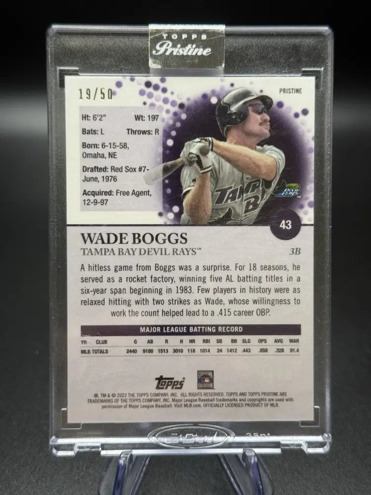 2002 Topps Pristine Wade Boggs Refractor #43 Tampa Bay Devil Rays HOF 19/50 Rare