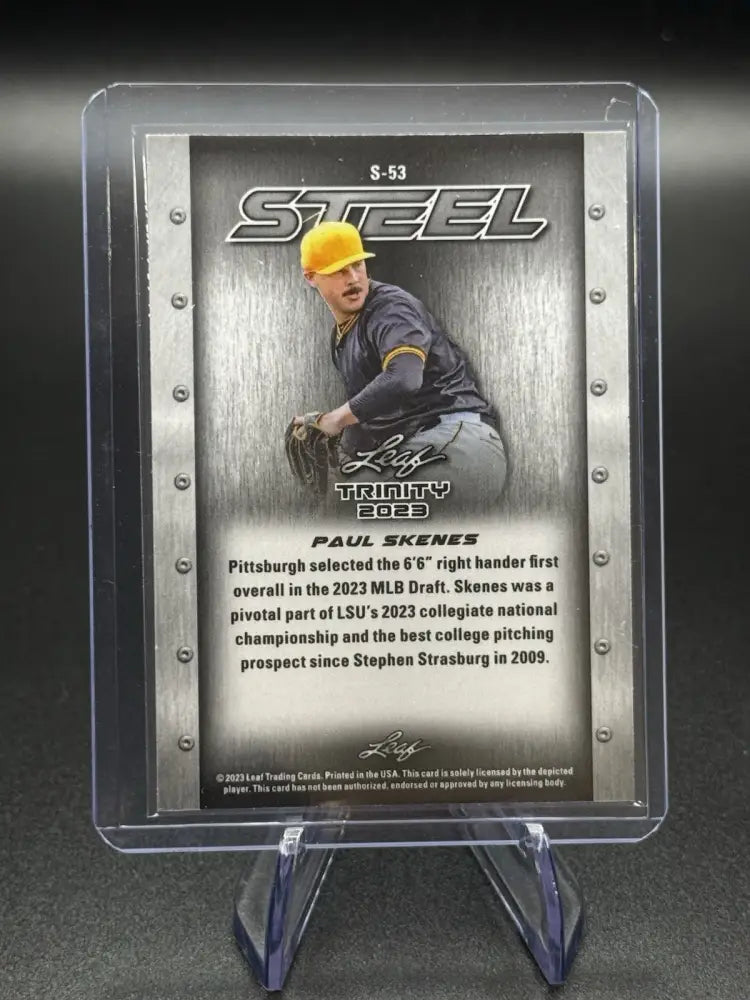 2023 Leaf Trinity Steel Paul Skenes #S-53 Rookie Card — Excellent Condition