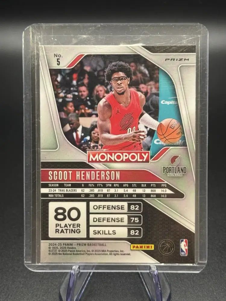2024-25 Panini Monopoly Prizm Scoot Henderson Red Parallel Card #5 Portland