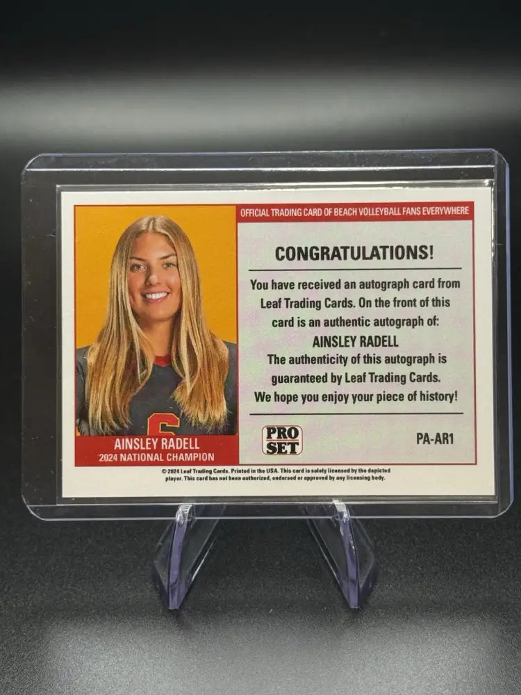 2024 Pro Set Ainsley Radell Auto National Champion Volleyball Rookie Card