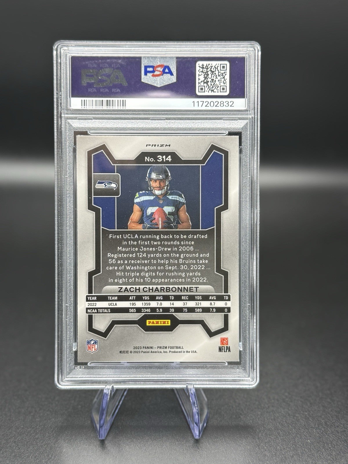 2023 Panini Prizm Zach Charbonnet Rookie Variations RC Prizms Silver #314 PSA 10