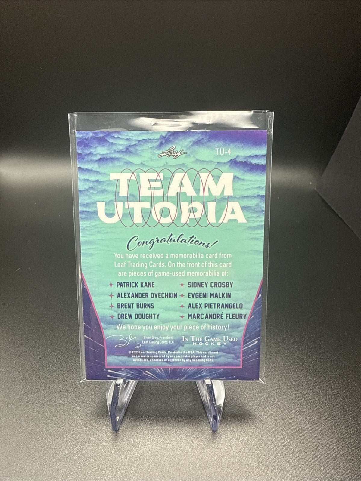 2023 Leaf In The Game Used Hockey Team Utopia Multi-Player Relic Card – #06/15
