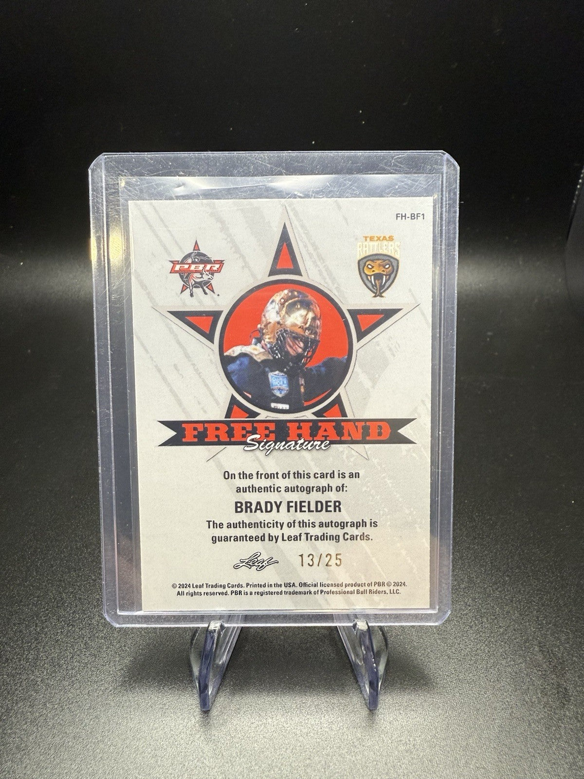 Brady Fielder 2024 Leaf Metal Free Hand Autograph 13/25 Texas Rattlers PBR