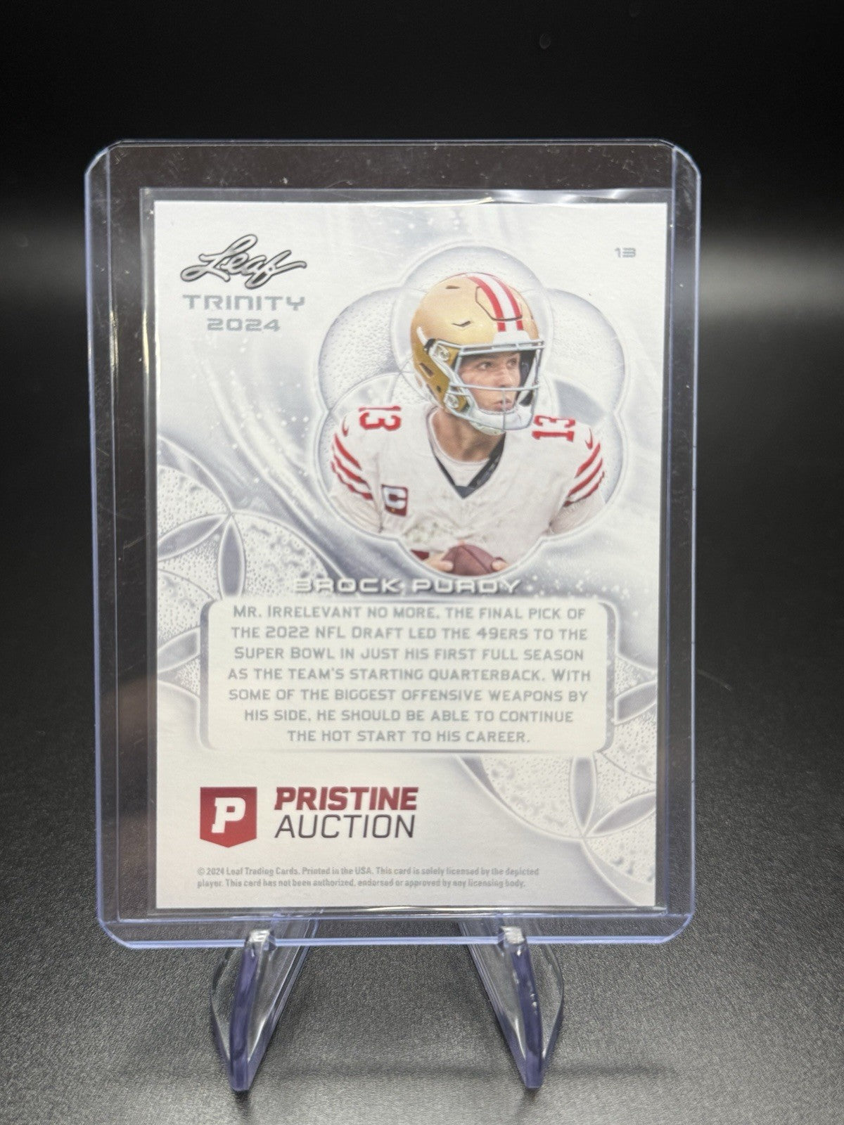 2024 Leaf Trinity Football Pristine - Brock Purdy