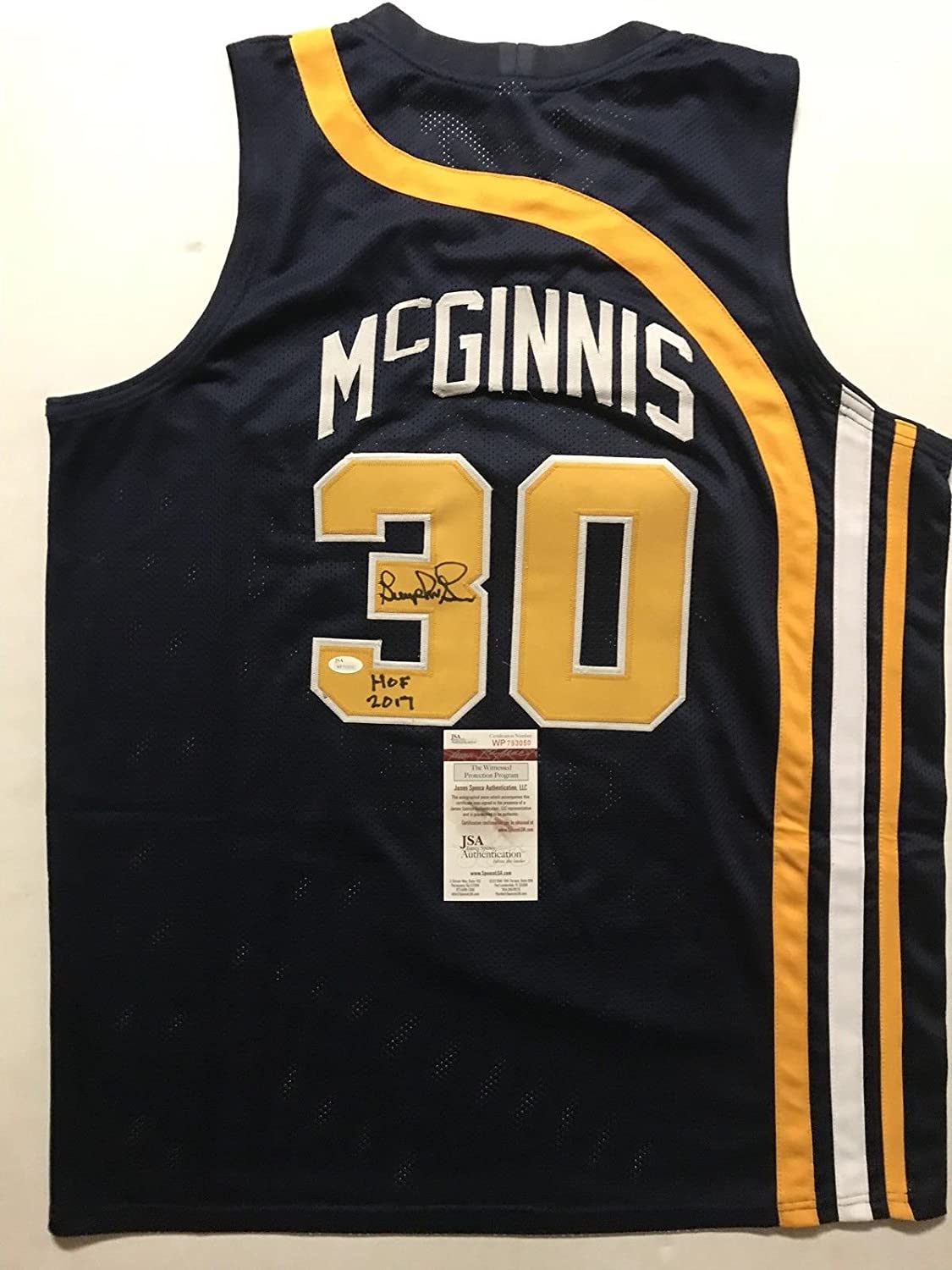 Autographed/Signed George McGinnis HOF 17 Indiana Blue Basketball Jersey JSA COA