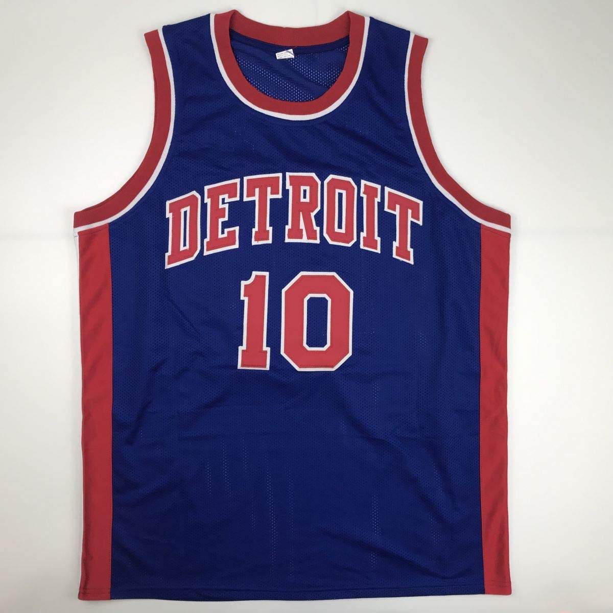 Autographed/Signed Dennis Rodman Detroit Blue Basketball Jersey JSA COA