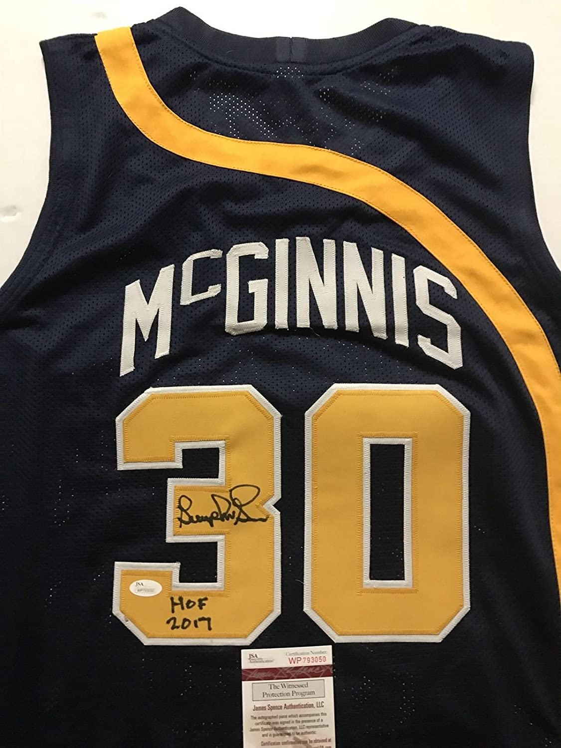 Autographed/Signed George McGinnis HOF 17 Indiana Blue Basketball Jersey JSA COA
