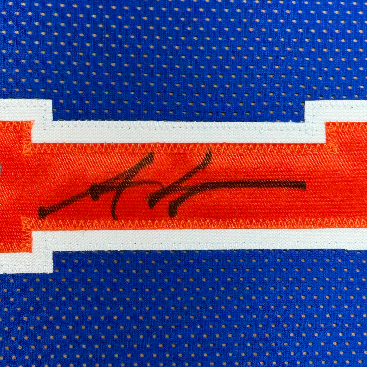 Framed Autographed/Signed Amare Stoudemire 35x39 New York Blue Basketball Jersey Beckett BAS COA