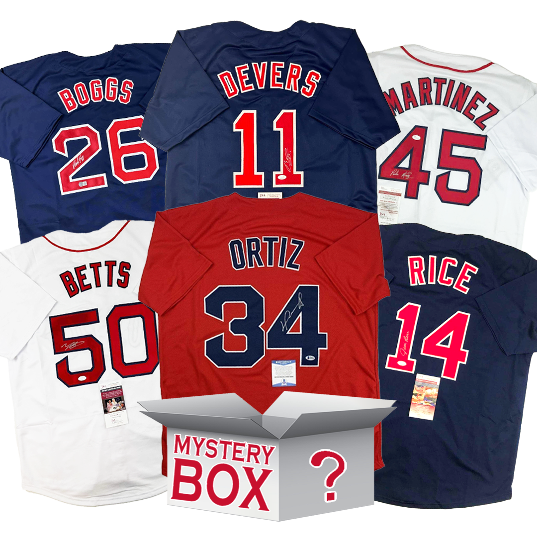 Autographed/Signed Boston Baseball Jersey Mystery Box with PSA JSA or Beckett COA