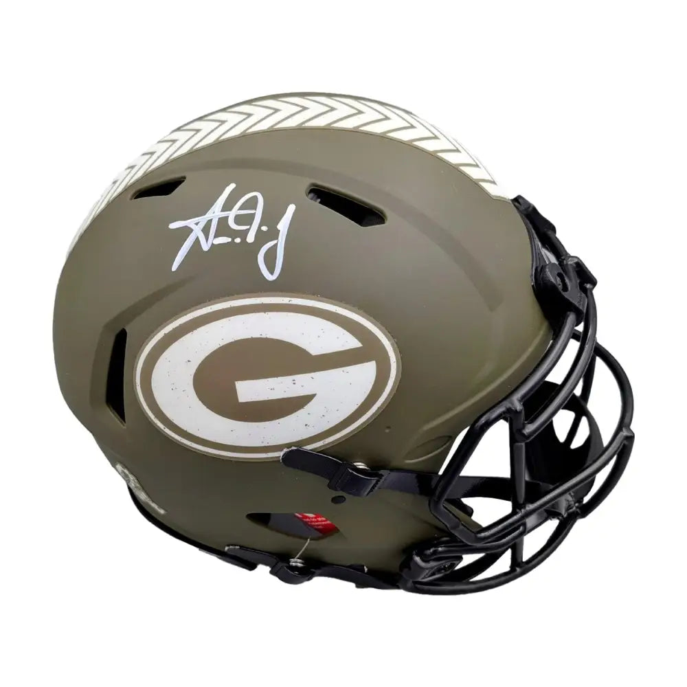Aaron Jones Autographed Full Size Salute To Service Authentic Helmet - Football Memorabilia