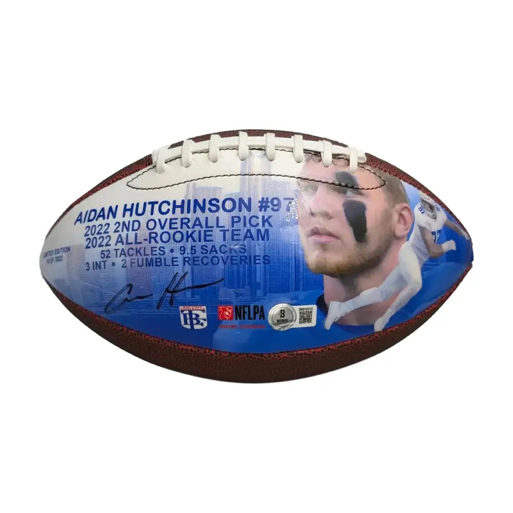 Aidan Hutchinson Autographed Rookie Highlights Art Football - Beckett Authentication - Football Memorabilia