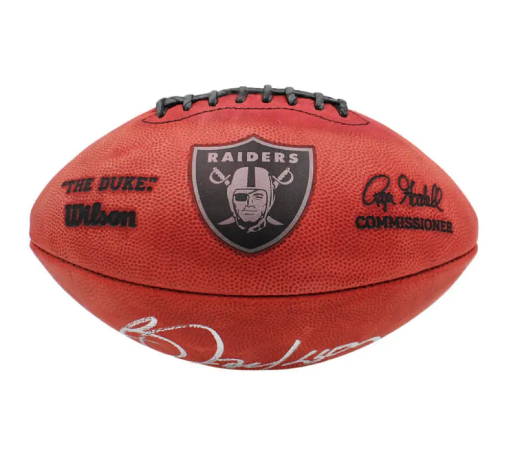 Bo Jackson Autographed Raiders Wilson Official Duke Metallic Football - Football Memorabilia