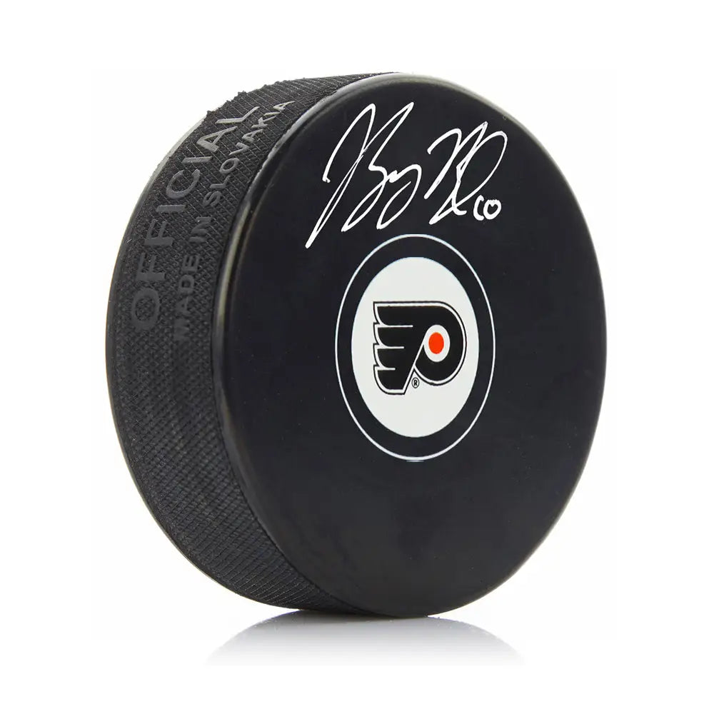 Bobby Brink Autographed Philadelphia Flyers Hockey Logo Puck with Silver Signature - Hockey Memorabilia
