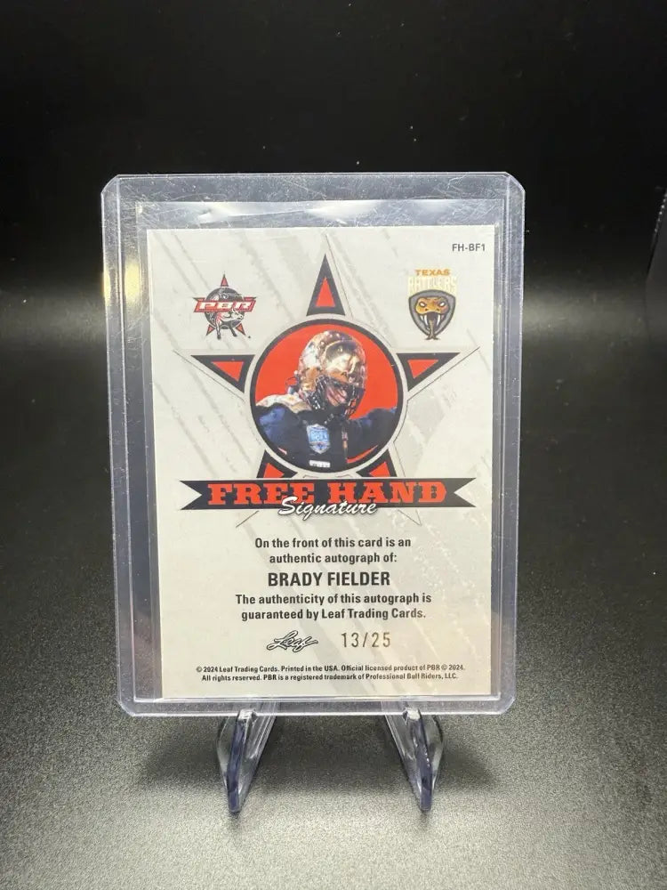 Brady Fielder 2024 Leaf Metal Free Hand Autograph 13/25 Texas Rattlers PBR