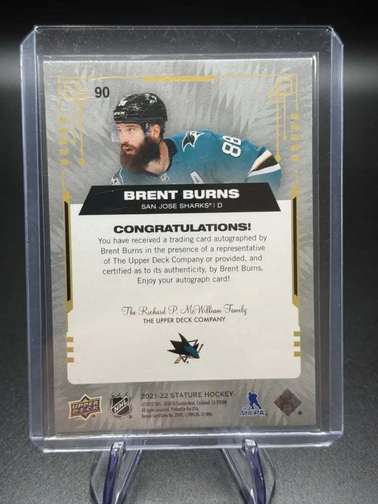 Brent Burns 2021-22 Upper Deck Stature Autograph Auto San Jose Sharks #90