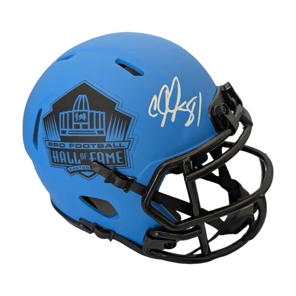 Calvin Johnson Autographed Hall Of Fame Rave Riddell Mini Helmet - Football Memorabilia