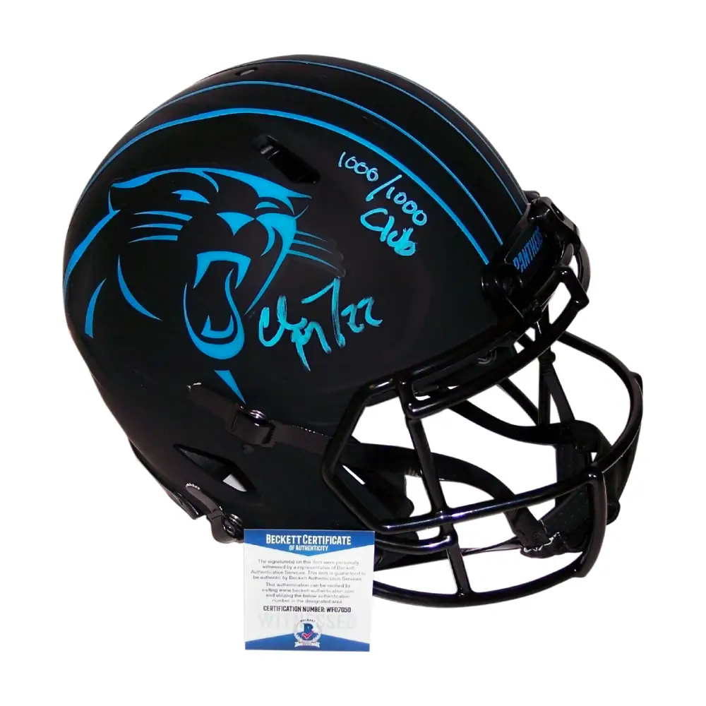 Christian McCaffrey Autographed Hand Signed Carolina Panthers Eclipse Full Size Authentic Pro Speed Football Helmet