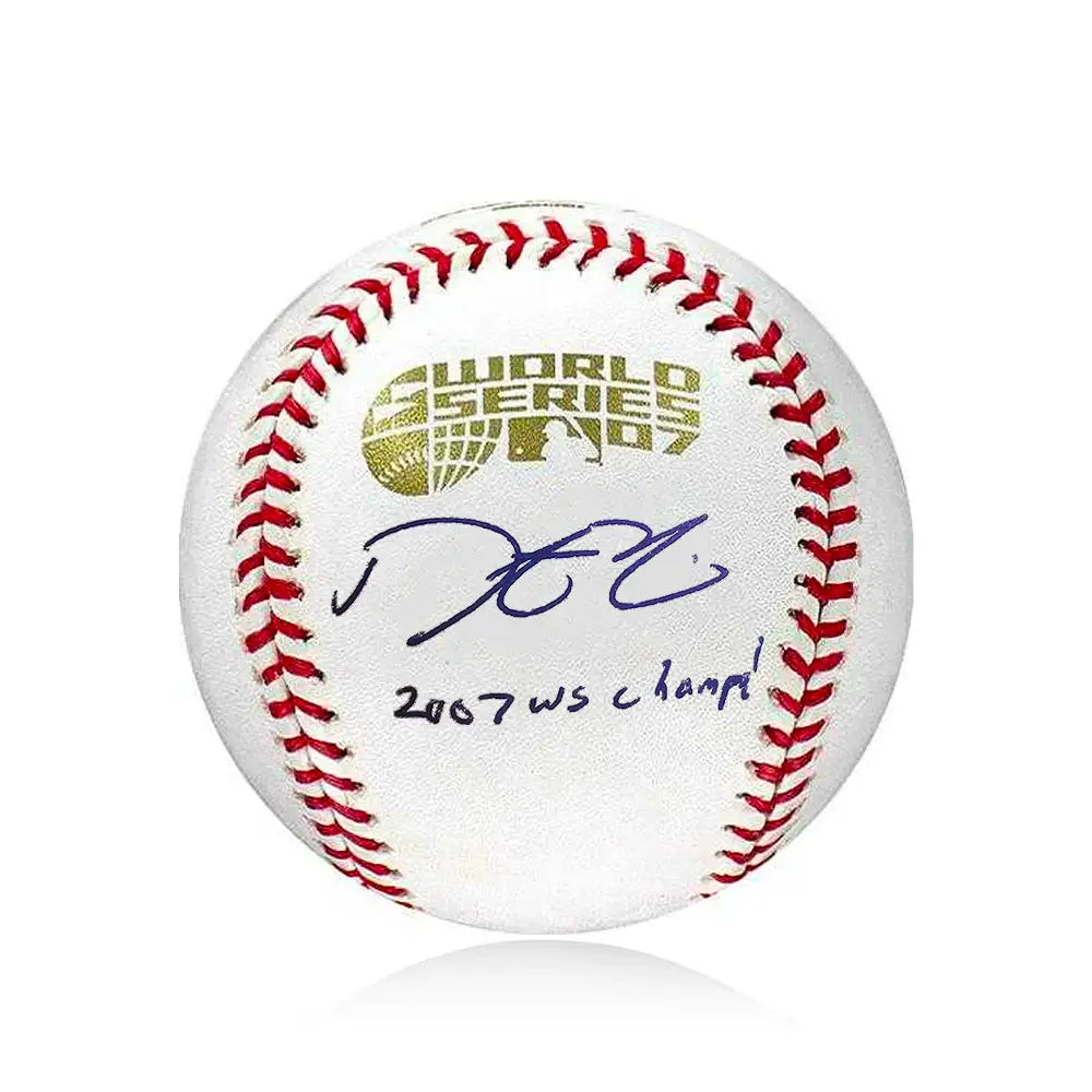 Dustin Pedroia Boston Red Sox Autographed 2007 World Series Baseball Inscribed World Series Champs - Baseball