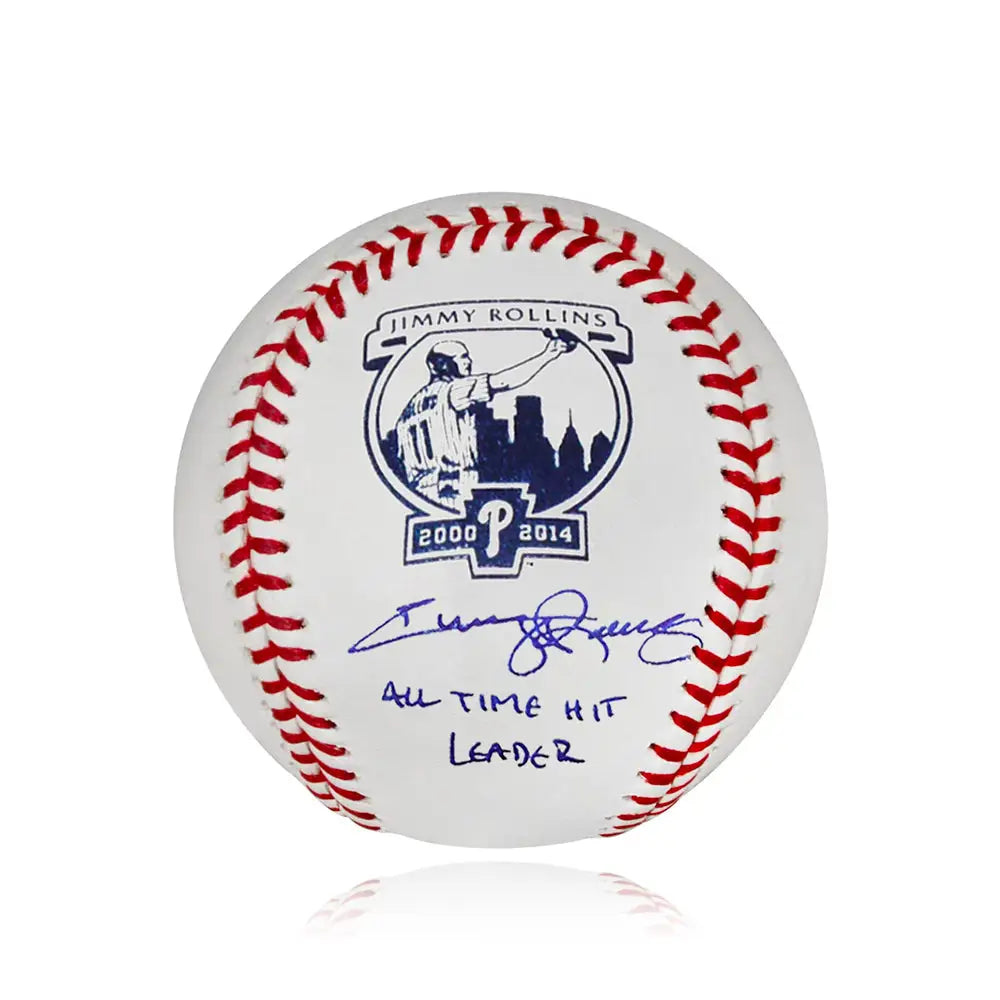 Jimmy Rollins Philadelphia Phillies Autographed Retirement OML Baseball (All Time Hits Leader) - Baseball Memorabilia