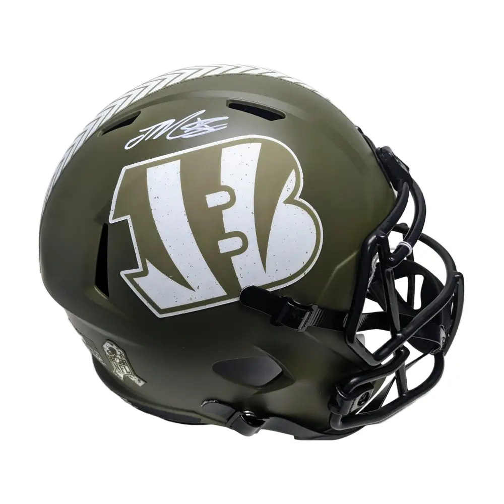 Joe Mixon Autographed Cincinnati Bengals Salute to Service Full Size Football Helmet - BAS Beckett Authentication