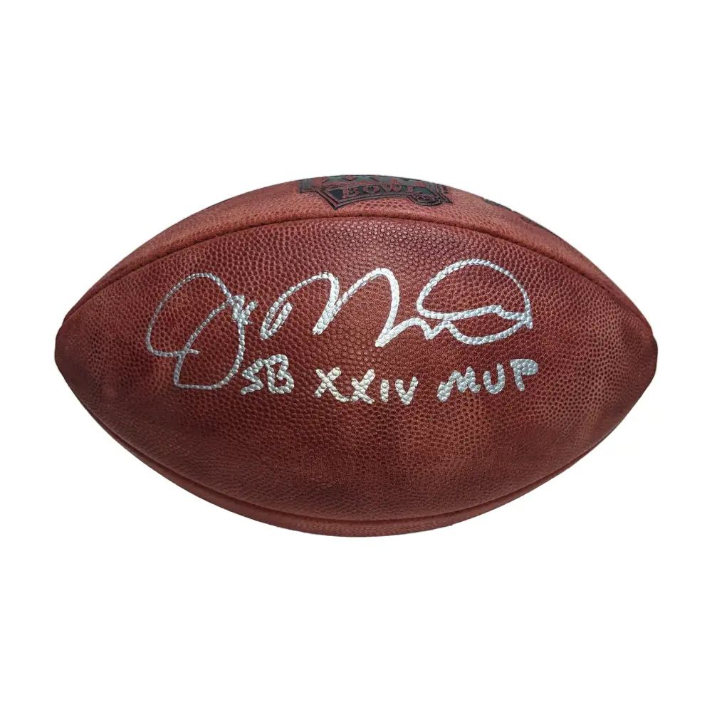 Joe Montana Autographed F1007 Super Bowl 24 Football with MVP -PSA - Football Memorabilia