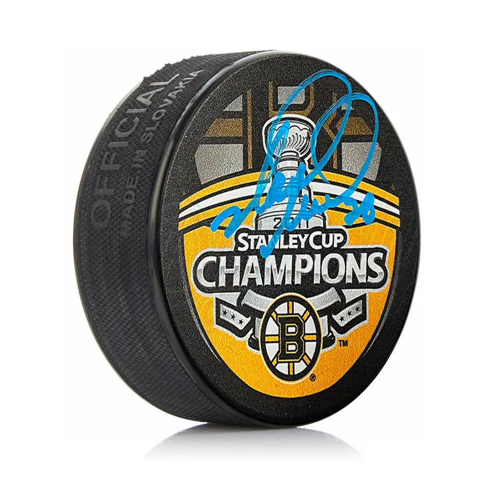 Mark Recchi Boston Bruins 2011 Stanley Cup Champions Autographed Hockey Logo Puck - Hockey Memorabilia