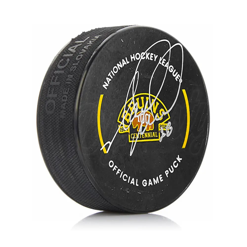 Mark Recchi Boston Bruins Autographed 2023 100th Anniversary Centennial Game Puck - Hockey Memorabilia