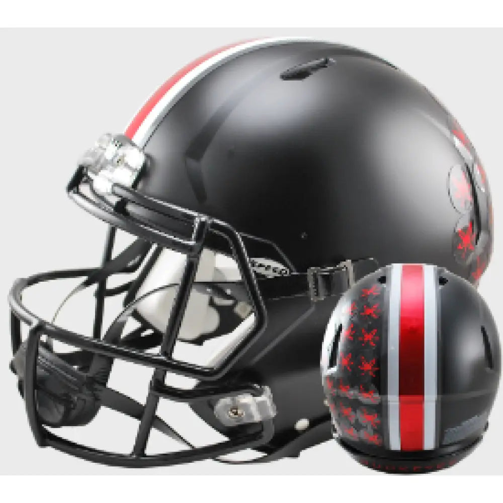 Ohio State Buckeyes Full Size Authentic Speed Football Helmet Satin Black with Red Buckeyes - NCAA - Helmets