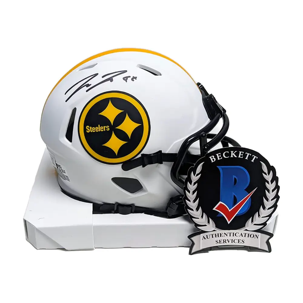 Pat Freiermuth Autographed Hand Signed Pittsburgh Steelers Lunar Mini Football Helmet - BAS Beckett Authentication