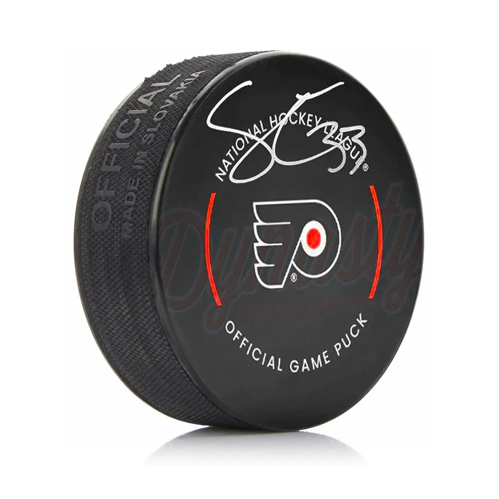 Samuel Ersson Autographed Philadelphia Flyers Hockey Game Model Puck - Hockey Memorabilia