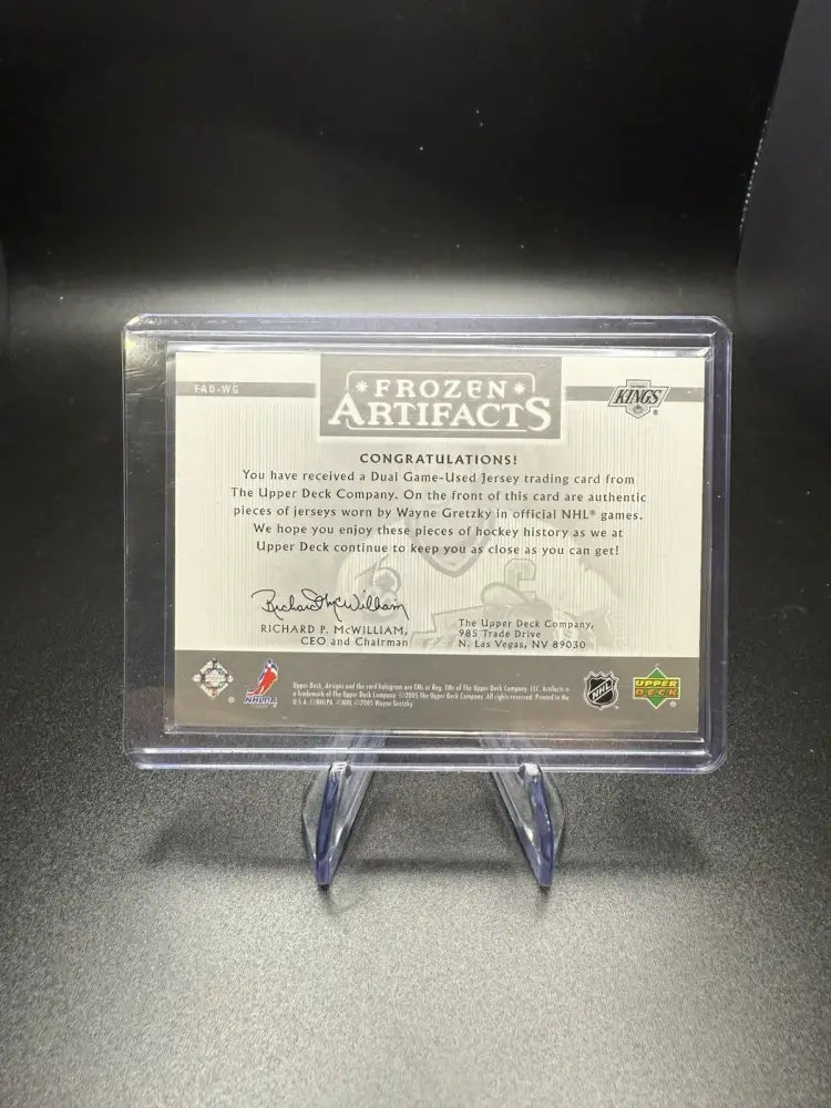 Wayne Gretzky 2005-06 UD Artifacts Frozen Dual Jersey Relic 06/25 Kings