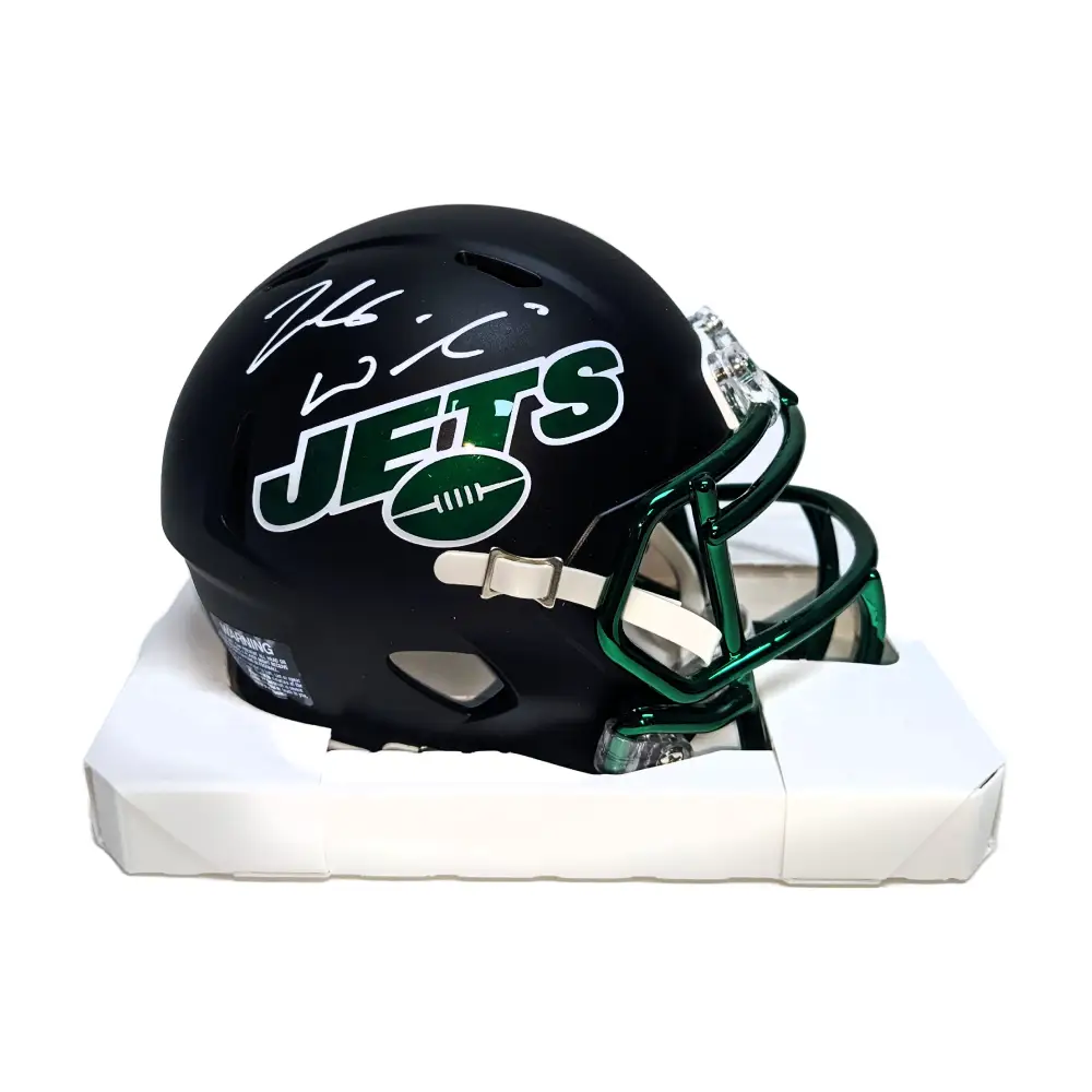 Zach Wilson Autographed Hand Signed Riddell New York Jets On Field Alternate Mini Football Helmet - BAS Beckett