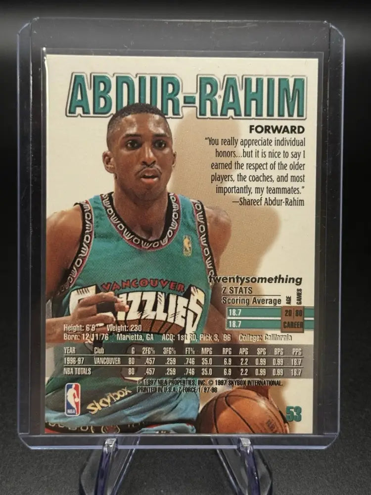 1997-98 Skybox Z-Force - Shareef Abdur-Rahim #53