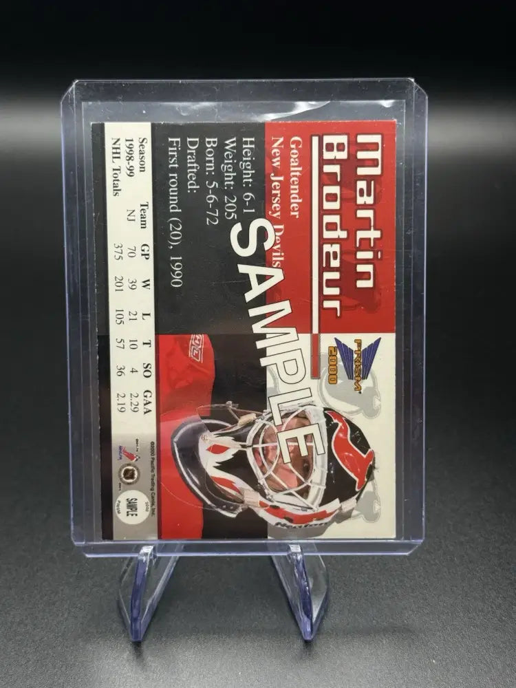 1999-00 Pacific Prism Martin Brodeur SAMPLE Card – New Jersey Devils Goalie
