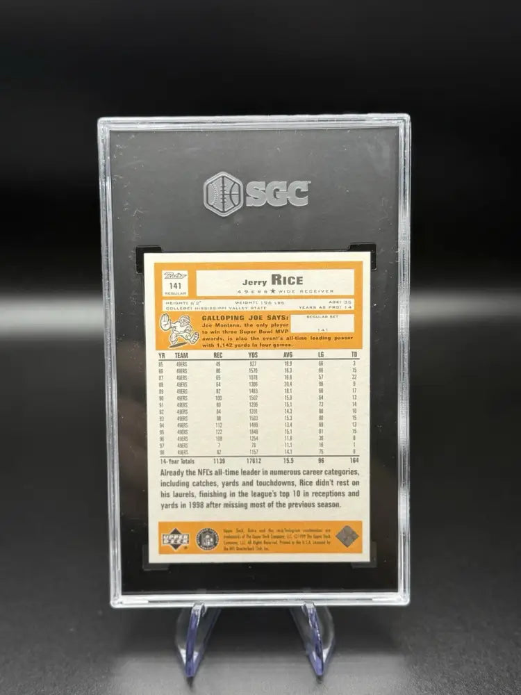 1999 Upper Deck Retro Jerry Rice #141 SGC 10 Gem Mint HOF 49ers WR Legend