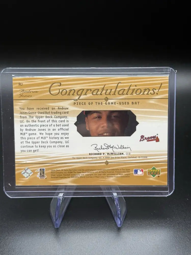 2000 Upper Deck SP Game Bat Edition ANDRUW JONES Relic Piece of the Game  BRAVES