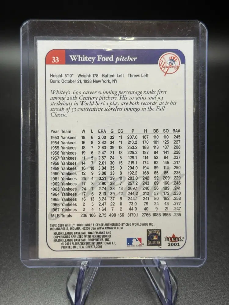 2001 Fleer Greats of the Game - Whitey Ford #33