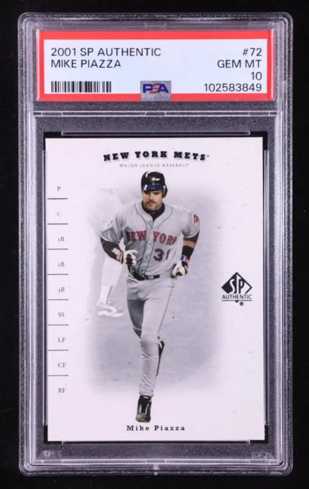 2001 SP Authentic Mike Piazza #72 PSA 10 GEM MINT Mets Catcher Iconic Card