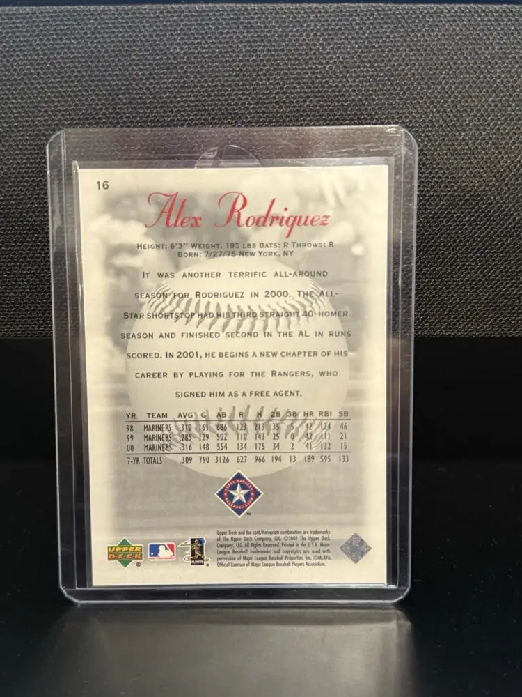 2001 Upper Deck Alex Rodriguez Texas Rangers #16 Baseball Card Press Conference