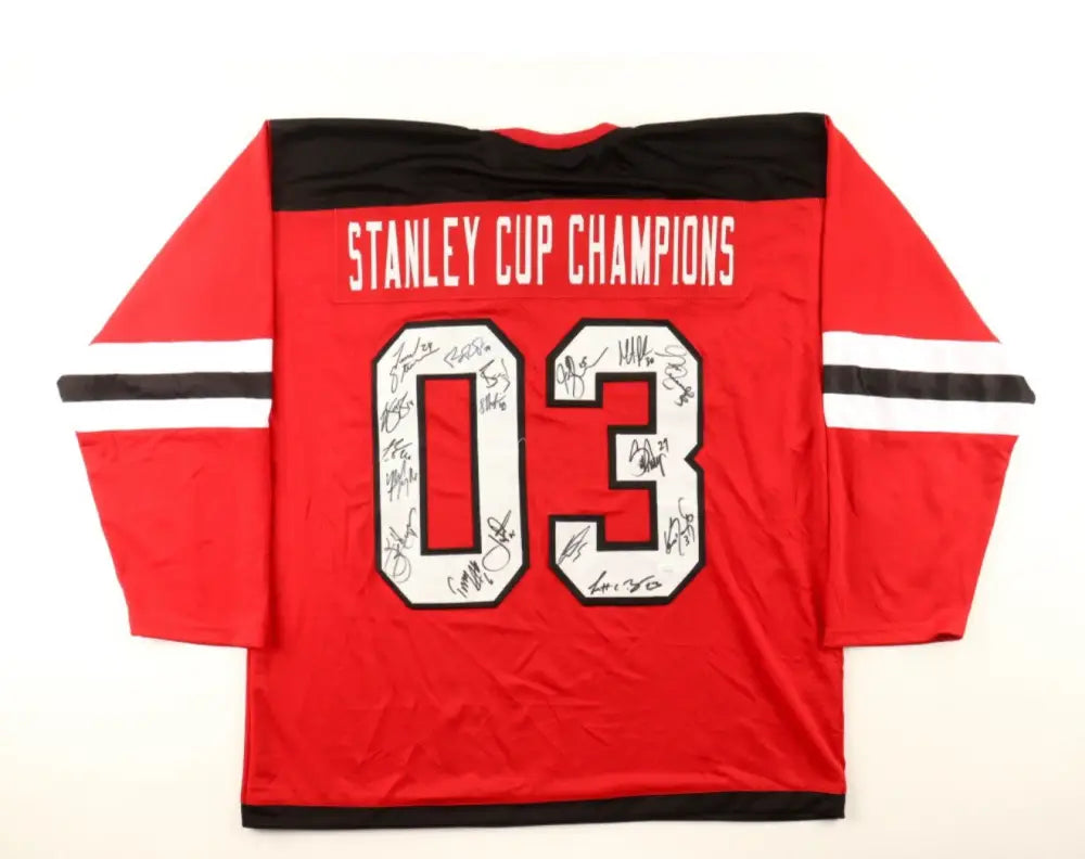 2003 Champs NJ Devils Team Autographed  Jersey JSA COA w/ 17 Player Signatures!!