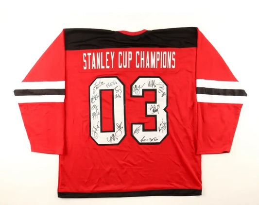 2003 Champs NJ Devils Team Autographed  Jersey JSA COA w/ 17 Player Signatures!!