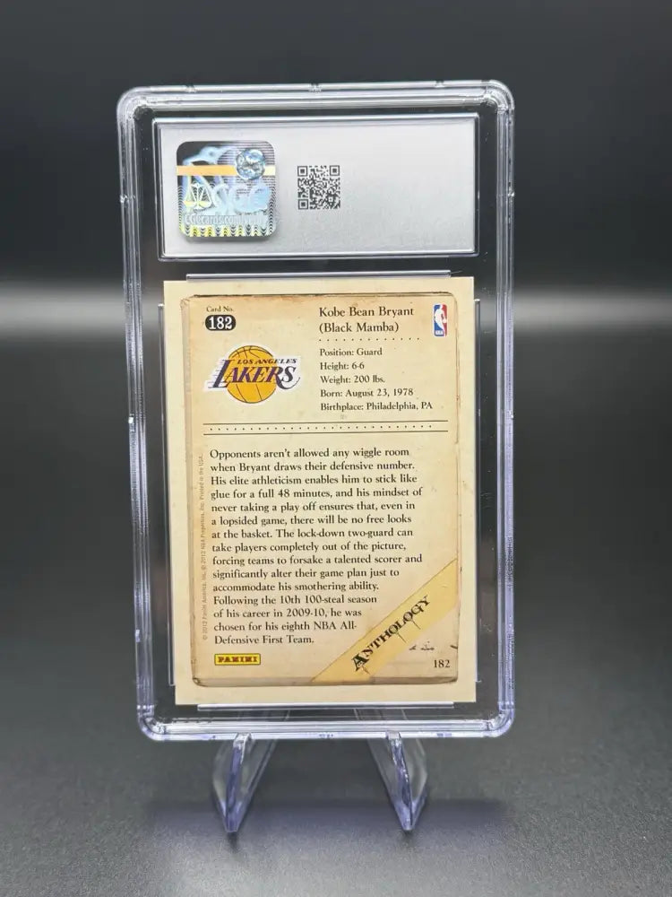 2012-13 Panini Kobe Anthology #182 Kobe Bryant CGC 10 Gem Mint Lakers HOF