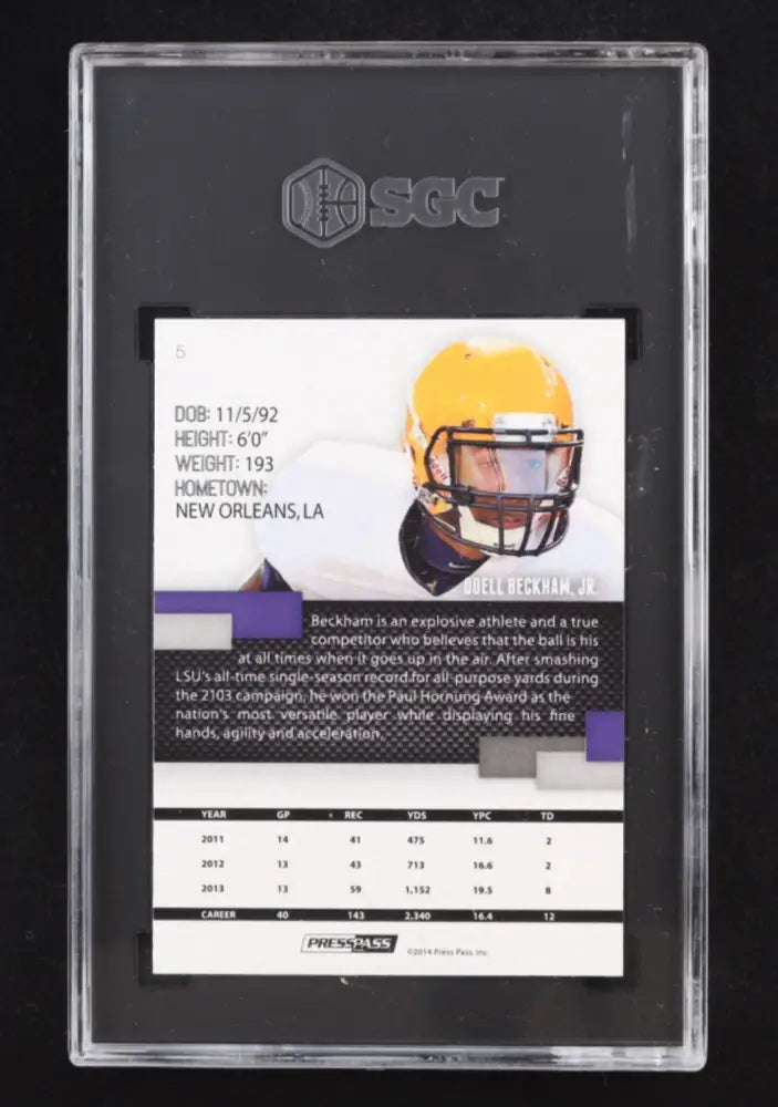2014 Press Pass Odell Beckham Jr Rookie Card SGC 10 Gem Mint LSU Tigers 