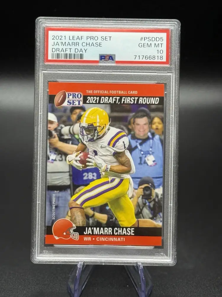 2021 Leaf Pro Set Ja’Marr Chase Draft Day PSA 10 Gem Mint Rookie Card