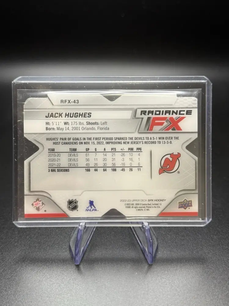 2022-23 Upper Deck SPx Radiance FX Jack Hughes #228/249 Devils SSP Rare
