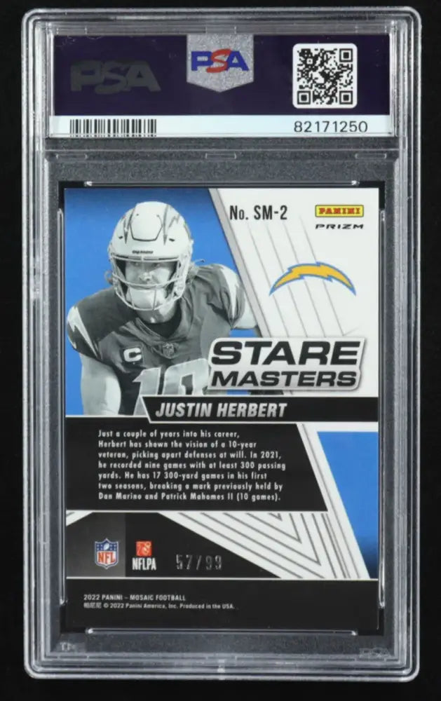 2022 Mosaic Stare Masters Justin Herbert Blue SM-2 PSA 10 Gem Mint /99
