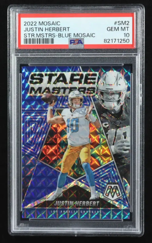 2022 Mosaic Stare Masters Justin Herbert Blue SM-2 PSA 10 Gem Mint /99