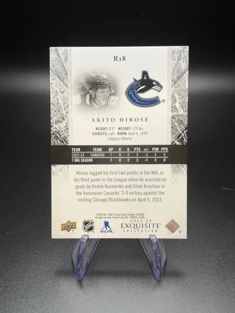 2023-24 Upper Deck Ice - Exquisite Collection Rookies Akito Hirose #R18 Platinum