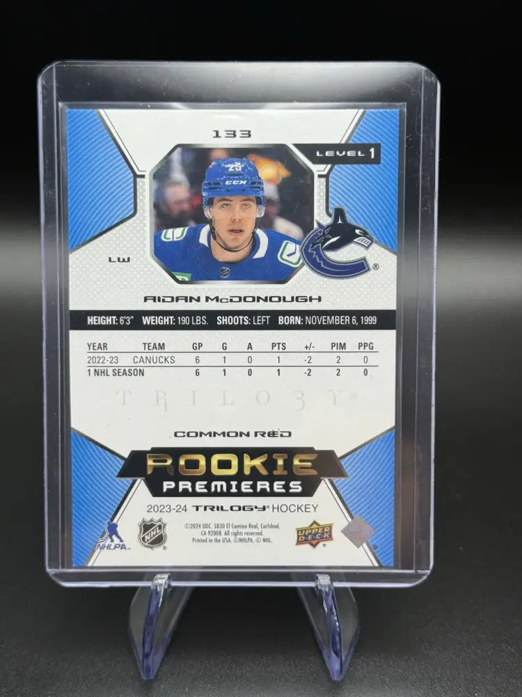 2023-24 Upper Deck Trilogy - Common Rookies Aidan McDonough #133 Blue /99 (RC)