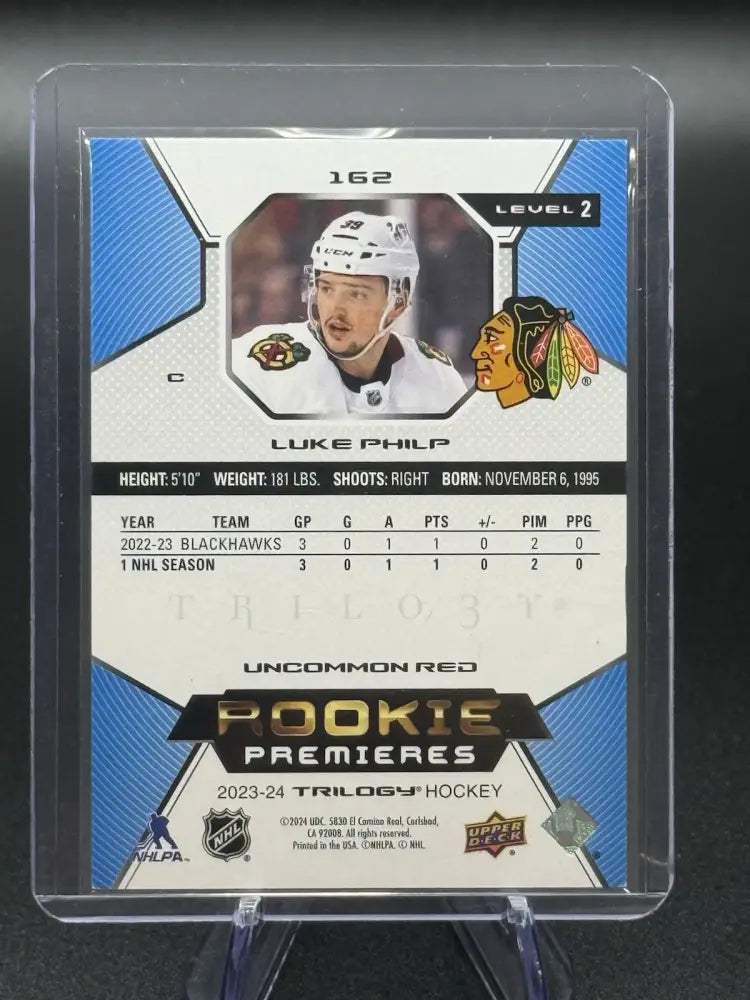 2023-24 Upper Deck Trilogy “Rookie Premieres” Level 2 Luke Philp /99